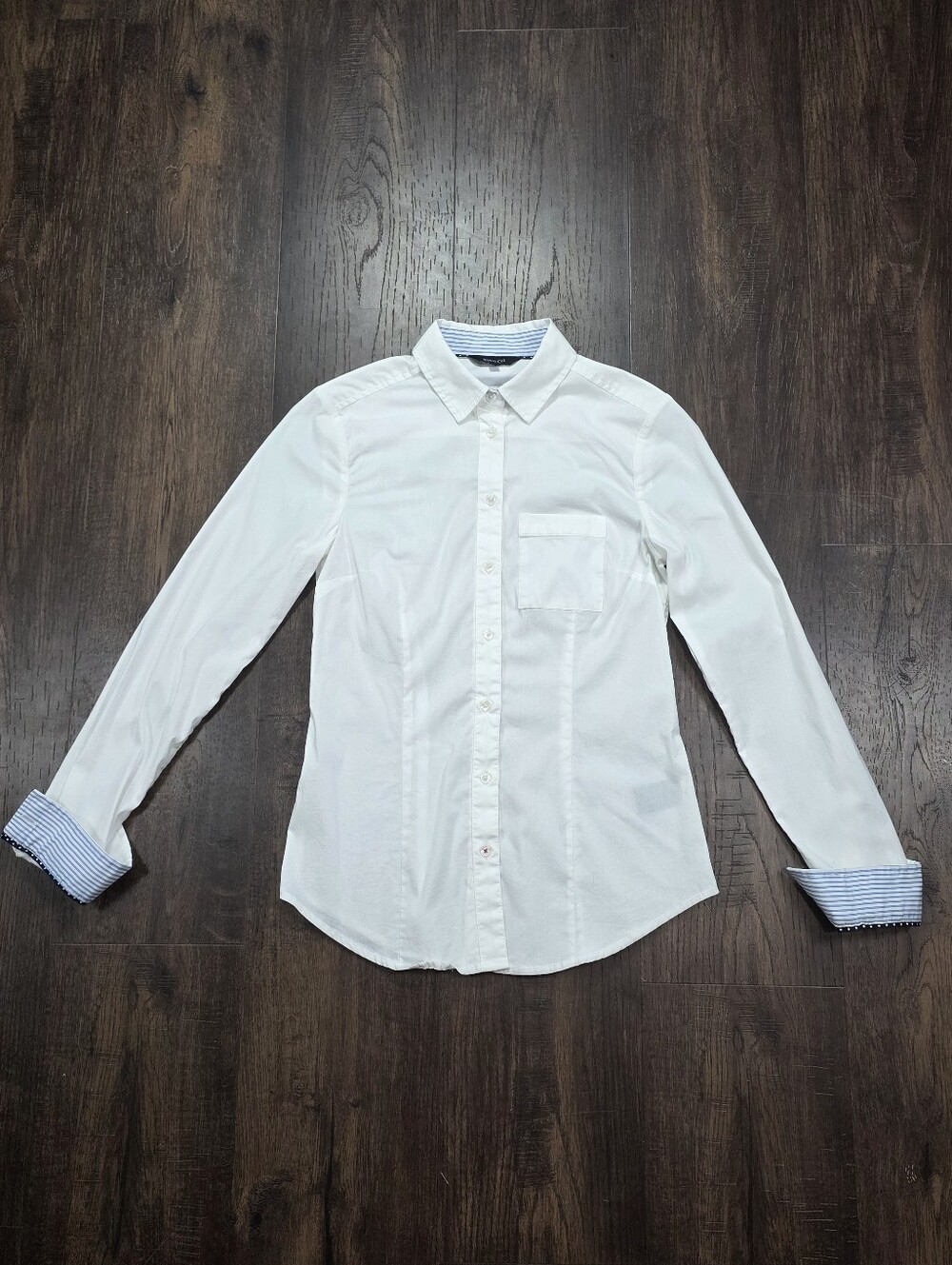 RW&CO Classic White Long-Sleeve Button-Down Fitted Dress Shirt